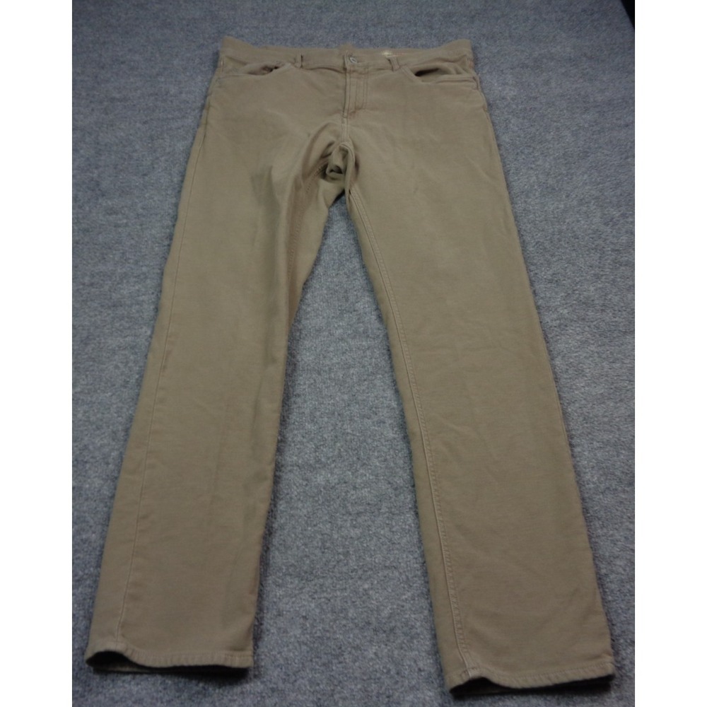 Faherty Stretch Terry Pants Mens 36x32 Washed Brown Slim Straight 5 Pocket